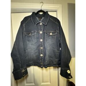 Ashley Stewart Women’s Plus Size 24W Denim Jean Jacket Button Down Blue